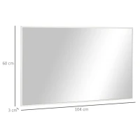 kleankin Oglinda de baie dreptunghiulara din placi aglomerate si sticla cu design de perete, 104x60 cm, alb si argintiu(m-3)
