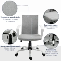 Vinsetto Scaun Birou Ergonomic Reglabil & Rotativ – Gri(m-7)