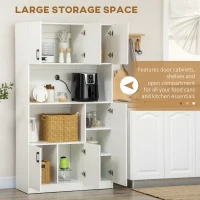 HOMCOM Dulap inalt din placi aglomerate cu 6 dulapuri si 2 rafturi deschise, pentru bucatarie, sufragerie si camera de zi 100x40x180 cm, alb(m-4)