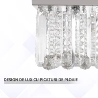 HOMCOM Lustra Moderna Dreptunghiulara cu Picaturi Cristal K9 Baza Otel Inox(m-4)