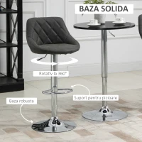 HOMCOM Set 2 Scaune de Bar Pivotante Reglabile in Inaltime din Imitatie de Piele Gri(m-4)