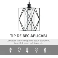HOMCOM Lampadar Vintage Stil Industrial Lampadar de salon negru reglabil(m-7)