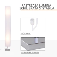 HOMCOM Lampă de Podea cu Design Modern pentru Living, 14x14x120 cm, Alb(m-5)