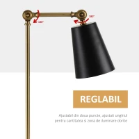 HOMCOM Lampa de Noptiera Lampa de Masa din Metal Negru si Auriu 40x18x70cm(m-4)