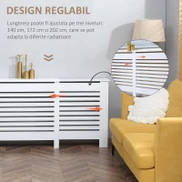 HOMCOM Masca Calorifer – Latime Reglabila, MDF cu Raft Decorativ(m-7)