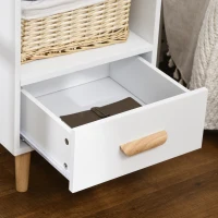 HOMCOM Mesa de Cabeceira Mesa Auxiliar Moderna com 1 Gaveta e Compartimento de Armazenamento 40x40x62cm Branco e Madeira(m-7)