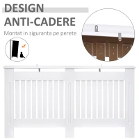Homcom Masca Calorifer Lemn Alb – 152×19×81 cm cu Grilaj Elegant(m-7)