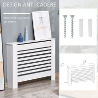 HOMCOM Mască pentru Calorifer din Lemn cu Structură din Șipci și Raft, 112x19x81 cm, Alb(m-6)