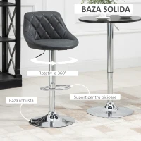 HOMCOM Set 2 Scaune de Bar Pivotante Inaltime Reglabila Negru(m-5)
