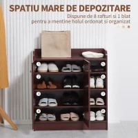 Homcom Dulap Pantofi 83×30×90 cm – Lemn, 12 Perechi, Culoare Cafenie(m-4)