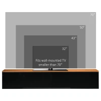 HOMCOM Dulap de perete pentru televizor cu design lucios si dulapuri inchise, PAL, 160x35x30 cm, maro si negru(m-6)