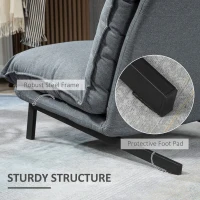HOMCOM Fotoliu cu 4 nivele de relaxare cu fotoliu de picior cu otoman din material textil, mobilier modern pentru camera de zi, gri deschis(m-6)