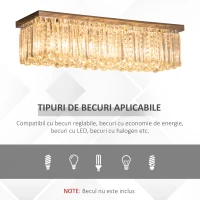 HOMCOM Lustra Moderna Dreptunghiulara cu Picaturi Cristal K9 Baza Otel Inox(m-6)