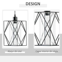 HOMCOM Lampadar Vintage Stil Industrial Lampadar de salon negru reglabil(m-5)