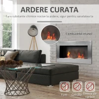 HOMCOM Șemineu pe Bioetanol Realizat din Inox cu 2 Arzătoare 1.5LT 110x54x14cm(m-6)