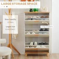 Homcom Dulap Pantofi Alb 70×23,5×122 cm – Sertare & Rafturi Reglabile(m-4)