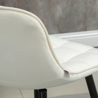 HOMCOM Set de 2 scaune de bar cu spatar si suport pentru picioare, scaune inalte tapitate in stil nordic din metal si catifea, alb-crem, 45x47x84 cm(m-9)
