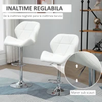 Homcom Set 2 Scaune Bar Piele Alba – Pivotante si Reglabile(m-4)