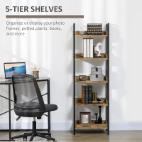 Homcom Biblioteca 5 Rafturi – Stil Industrial, Lemn & Metal(m-5)