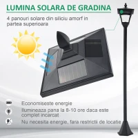 Outsunny Felinar LED Solar 160 cm – Design Negru pentru Gradina(m-5)