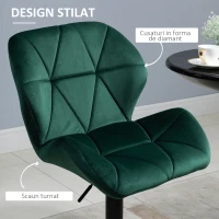 Homcom Set 2 Scaune Bar – Catifea Verde, Rotative & Reglabile(m-6)