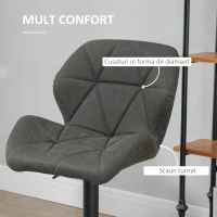 HOMCOM set 2 scaune bar, inaltime reglabila, piele ecologica gri(m-6)