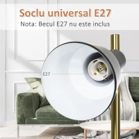 HOMCOM Lampa de podea de 150 cm, cu 3 abajururi reglabile, baza rotunda(m-6)