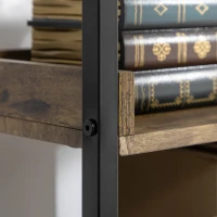 Homcom Biblioteca 5 Rafturi – Stil Industrial, Lemn & Metal(m-8)
