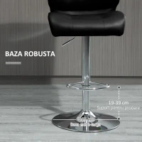 HOMCOM Set 2 Taburete Bar Pivotante cu Inaltime Reglabila din Imitatie de Piele Neagra(m-5)