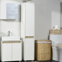 kleankin Coluna Casa de Banho Armário Auxiliar Casa de Banho de 5 Níveis com Prateleiras Ajustáveis 30x33x165cm Branco(m-4)