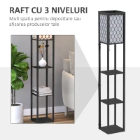 Homcom Lampa Pom 160 cm – Negru cu Rafturi pe 3 Niveluri(m-4)