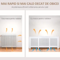 HOMCOM Masca Calorifer – Latime Reglabila, MDF cu Raft Decorativ(m-4)
