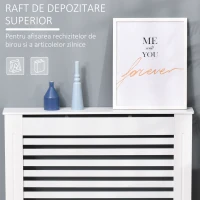 HOMCOM Mască pentru Calorifer din Lemn cu Structură din Șipci și Raft, 112x19x81 cm, Alb(m-4)
