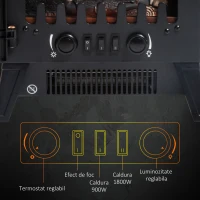 Semineu electric HOMCOM cu putere reglabila cu efect de flacara 900 W/1800 W, 36 x 25,5 x 41,5 cm, negru(m-6)