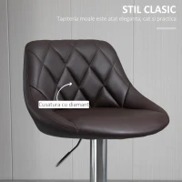 HOMCOM Set 2 Scaune de Bar Pivotante Reglabile in Inaltime din Imitatie de Piele Maro(m-6)