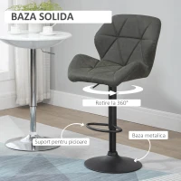 HOMCOM set 2 scaune bar, inaltime reglabila, piele ecologica gri(m-5)