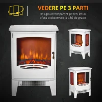 HOMCOM Semineu Electric Efect Flacara 3 Laturi Deschise Temperatura 1000W-2000W(m-4)
