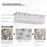 HOMCOM Lustra Moderna Dreptunghiulara cu Picaturi Cristal K9 Baza Otel Inox(m-5)
