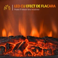 HOMCOM Semineu Electric Efect Flacara 3 Laturi Deschise Temperatura 1000W-2000W(m-7)