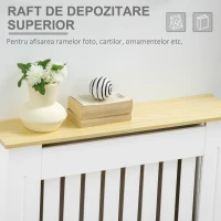 HOMCOM Mobilier Masca pentru Calorifer cu Design cu Sipci cu Raft in MDF si Lemn Alb(m-6)