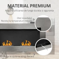 HOMCOM Șemineu pe Bioetanol Realizat din Inox cu 2 Arzătoare 1.5LT 110x54x14cm(m-7)