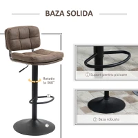 HOMCOM Set 2 Scaune de Bar Pivotante din Imitatie de Piele Inaltime Reglabila Negru(m-5)