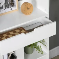 HOMCOM Estante de Madeira Estante para Livros com 1 Gaveta e 9 Compartimentos de Armazenamento 60x26x158cm Branco(m-8)