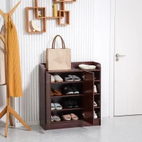 Homcom Dulap Pantofi 83×30×90 cm – Lemn, 12 Perechi, Culoare Cafenie(m-2)