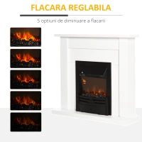 HOMCOM Semineu Electric 1000W 2000W efect flama 5 niveluri telecomanda(m-4)