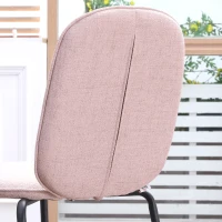 HOMCOM Scaune de masa tapitate Set de 2 scaune de bucatarie fara brate cu picioare din otel pentru living, sufragerie, dormitor, roz, roz(m-9)