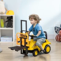 HOMCOM Masina de constructii pentru copii, Tractorul de plimbare cu depozitare sub scaun, roti cu banda de rulare(m-11)