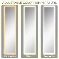 HOMCOM Oglinda de sine statatoare cu suport si lumina LED reglabila, oglinda de perete cu telecomanda pentru dormitor si baie, 40x37x156,5 cm(m-5)