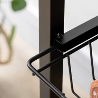 HOMCOM Dulap de bucatarie cu carlige, 3 rafturi si 2 cosuri fixe din MDF si otel, 83,5x39x133 cm, maro(m-8)