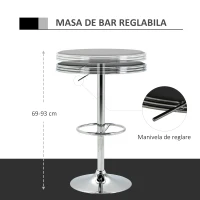 HOMCOM Masa Moderna de Bar sau de Bucatarie Rotunda din Metal si Imitatie de Piele Neagra(m-4)